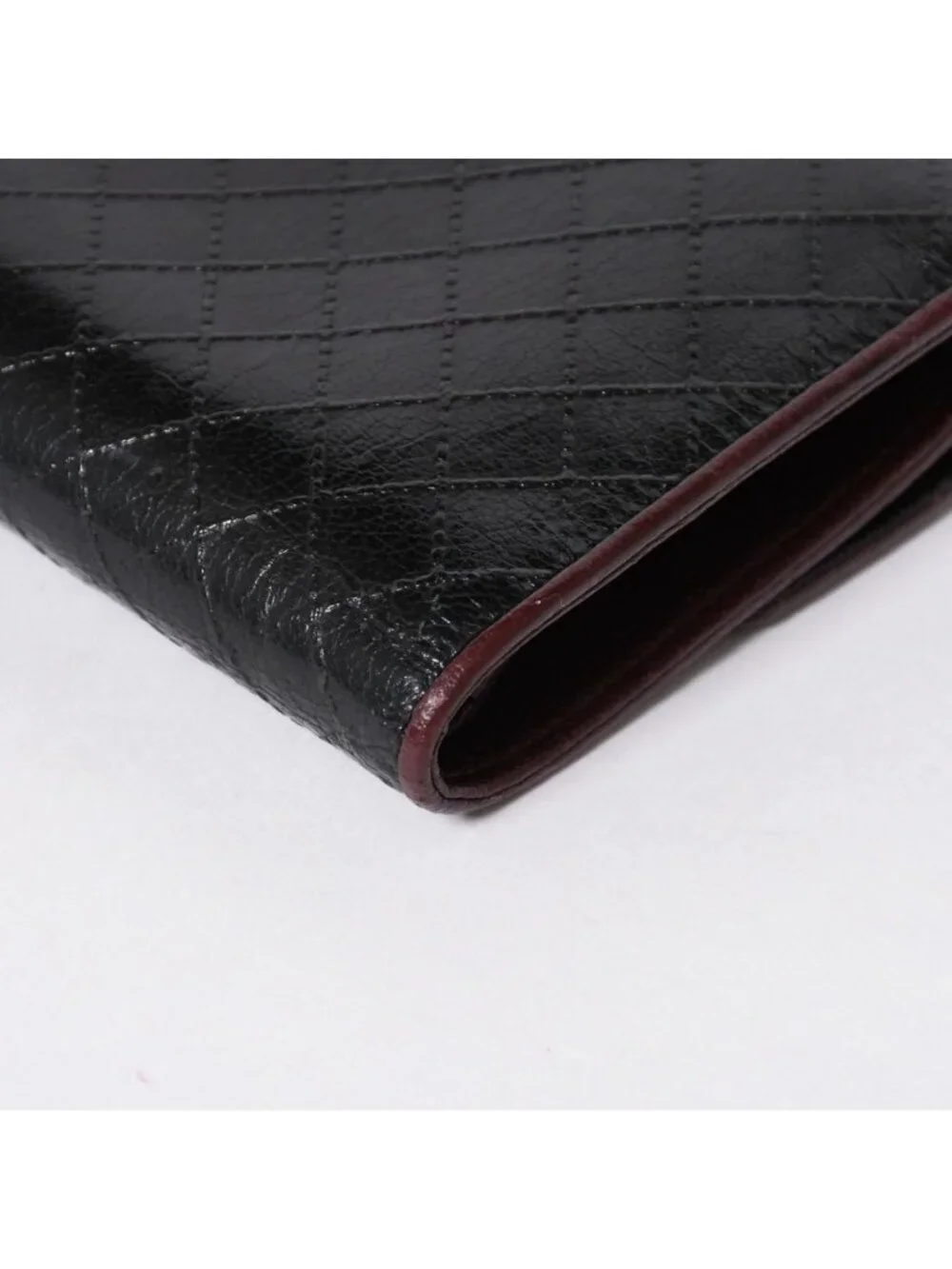 Chanel Bicolor Wallet CC Logo Calfskin Black Bordeaux Silver